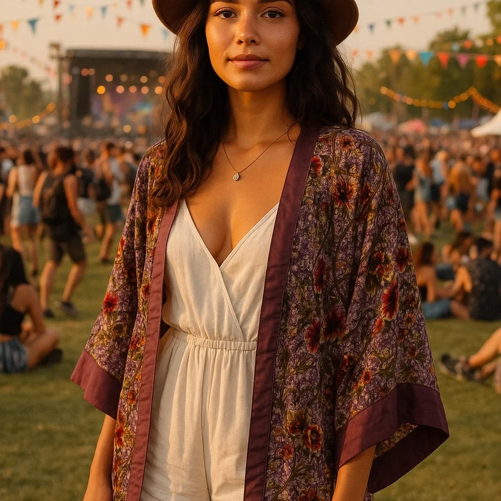 Band of Gypsies Multicolor Floral Kimono - Picture 1 of 4
